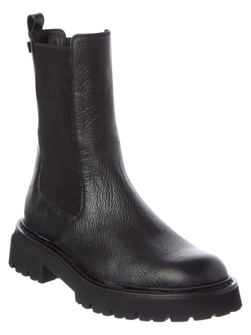 Salvatore Ferragamo Black Leather Lug-Sole Chelsea Ankle Boots - Oderico